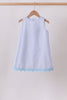 Blue Seersucker Stripe Scalloped Dress