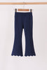 Navy scalloped bell pants