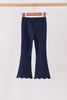 Navy scalloped bell pants