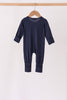 Navy zipper bamboo romper