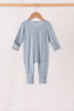 Blue zipper bamboo romper