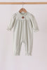 Sage turkey embroidery ruffle romper