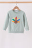 Sage turkey embroidery top