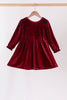 Maroon velvet bow dress