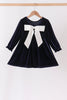 Navy velvet bow dress