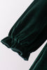 Green velvet bow dress