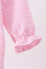 Pink turkey embroidery stripe romper