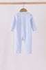 Blue turkey embroidery stripe romper