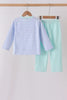 Blue turkey embroidery stripe pants set