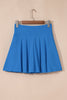 Blue A-line Draped High Waist Phone Pocket Lined Skort