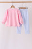 Pink turkey embroidery scalloped pants set