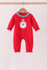 Red christmas santa embroidery ruffle romper