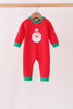 Red christmas santa embroidery romper