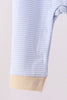 Blue turkey embroidery stripe romper