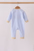 Blue turkey embroidery stripe romper