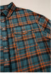 Green Plaid Long Sleeeve Side Split Distressed Hem Shirt