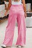 Bonbon Mineral Wash Exposed Seam Drawstring High Waist Wide Leg Cargo Pants
