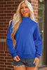 Tillandsia Purple Solid Color Oversized Mock Neck Sweatshirt