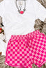 Multicolour Checkered Drawstring Elastic Waist Casual Shorts