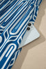 Blue Geometric Print Short Sleeve Drawstring Shirt Collar Dress