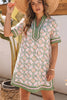 Multicolour Boho Geometric Flower Print Short Sleeve Loose Mini Dress
