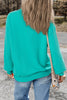 Black Plain Drop Shoulder Crewneck Pullover Sweatshirt