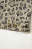 Khaki Retro Leopard Print Seam Detail Button Down Denim Jacket