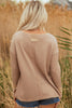 Dark Khaki Color Block Waffle Textured Tunic Henley Top with Slits