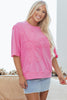 Sachet Pink Floral Patched Half Sleeve Tunic Top