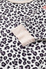 Gray Leopard Color Block Patchwork Reverse Stitch Plus Size Baggy Pullover