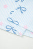 Sky Blue Stripe Bow Star Print Tied Detail 2pcs Lounge Set