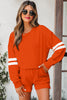 Evergreen Varsity Striped Sleeve Drop Shoulder Sweatshirt and Short Set