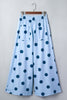 Beige Polka Dot Wide Leg Elastic Waist Casual Pants