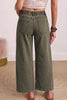 Coffee Solid Color Square Patch Pocket Ankle-length Barrel Jeans
