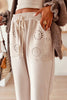 Jet Stream Embroidered Patched Pockets Drawstring Pants