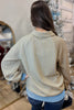 Beau Blue Button Front Jacquard Henley Sweatshirt