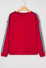 Fiery Red Contrast Striped Detail Varsity Sweatshirt