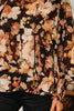 Black Floral V Neck Long Puff Sleeve Breezy Blouse