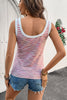 Pink Stripe Contrast Trim Yarn-dyeing Knit Tank Top