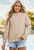 White Oversize Drop Shoulder Reversible Mock Neck Sweatshirt