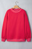 Pink Colorblock Polka Dot Contrast Trim Oversized Sweatshirt