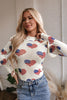 White Americana Glitter Mesh Long Sleeve Bodysuit