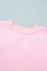 Pink Colorblock Polka Dot Contrast Trim Oversized Sweatshirt