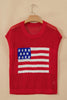 Sky Blue Flag Graphic Short Sleeve Sweater Top