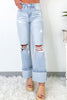 Beau Blue Light Wash Distressed Straight Jeans