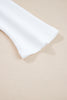 White Solid Color Waffle Ribbed Patchwork Dolman Sleeve Oversize Knit Top