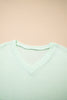 Wisteria Waffle V Neck Short Sleeve Knit Top