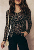 Black Floral Print Mesh Tank Button Front Slim Cardigan 2pcs Set