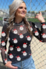 Black Christmas Fashion Print Slim Fit Long Sleeve Top