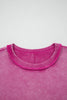 Rose Red Mineral Wash Exposed Seam Side Slit Sweatshirt